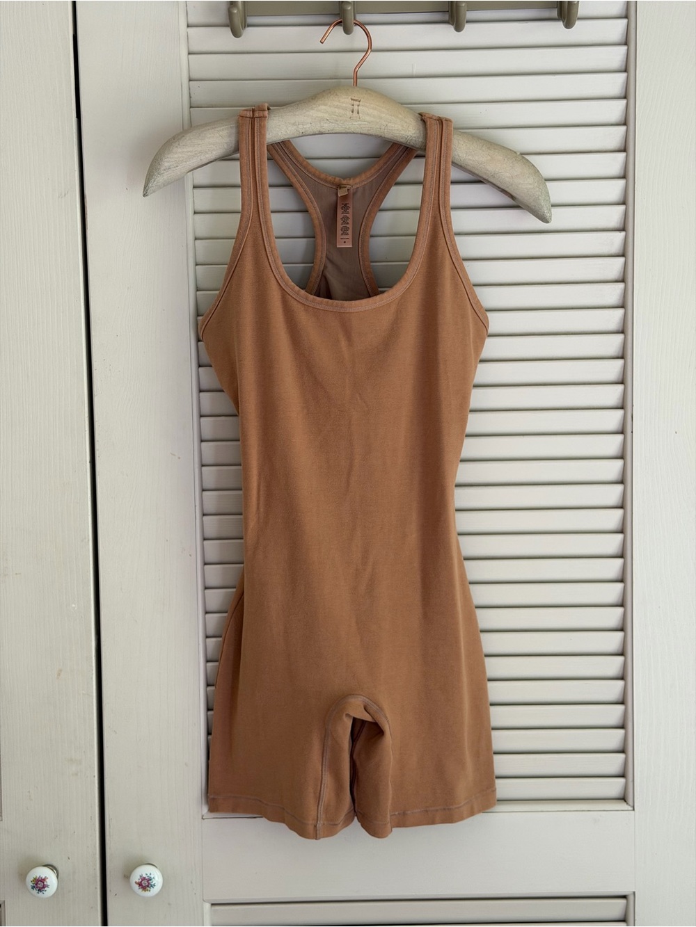 SKIMS Tan Racerback Sleeveless Jumpsuit Romper